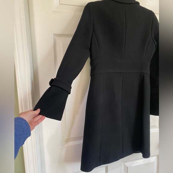 J Crew Day Coat Wool Black Mid Length Minimalist Classic Feminine Button Size 0 - Picture 10 of 16
